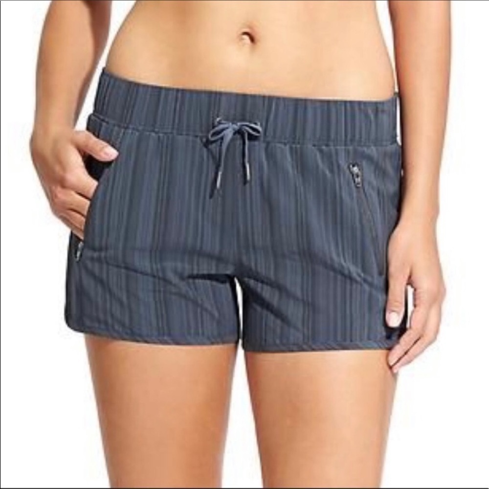 Athleta Shorts Sway Pull On Athletic Casual Outdoor Striped Navy Blue S